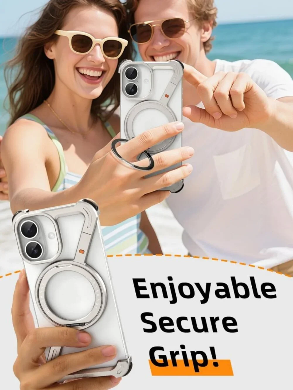 Minimalist Metal Phone Case for iPhone 17 | 360° Kickstand, Shockproof Bumper